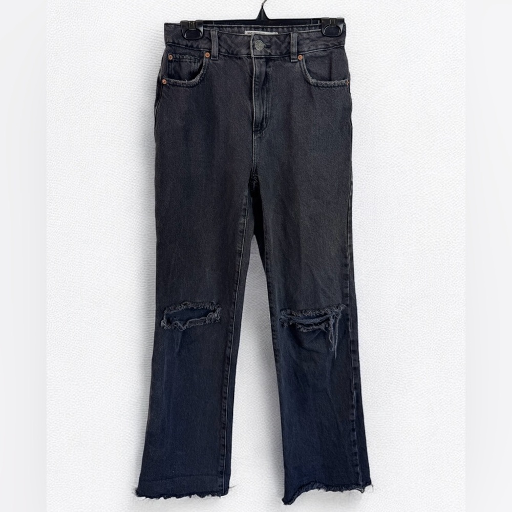 Garage Dark Gray Denim Distressed Jeans 90s Straight Size 03/26